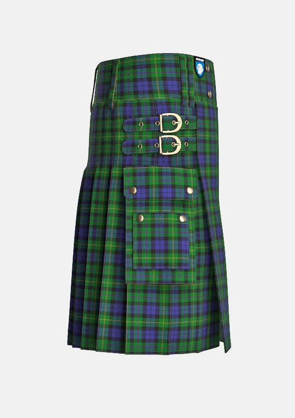 Utility_MacBride_Tartan_2144_kilt_right_image_with_pleated_design_and_adjustable_buckles_for_men