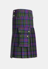 Utility_MacCallum_of_Berwick_Tartan_492_kilt_left_image_with_pleated_design_and_adjustable_buckles_for_men