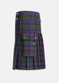 Utility_MacCallum_of_Berwick_Tartan_492_kilt_left_image_with_pleated_design_and_adjustable_buckles_for_men