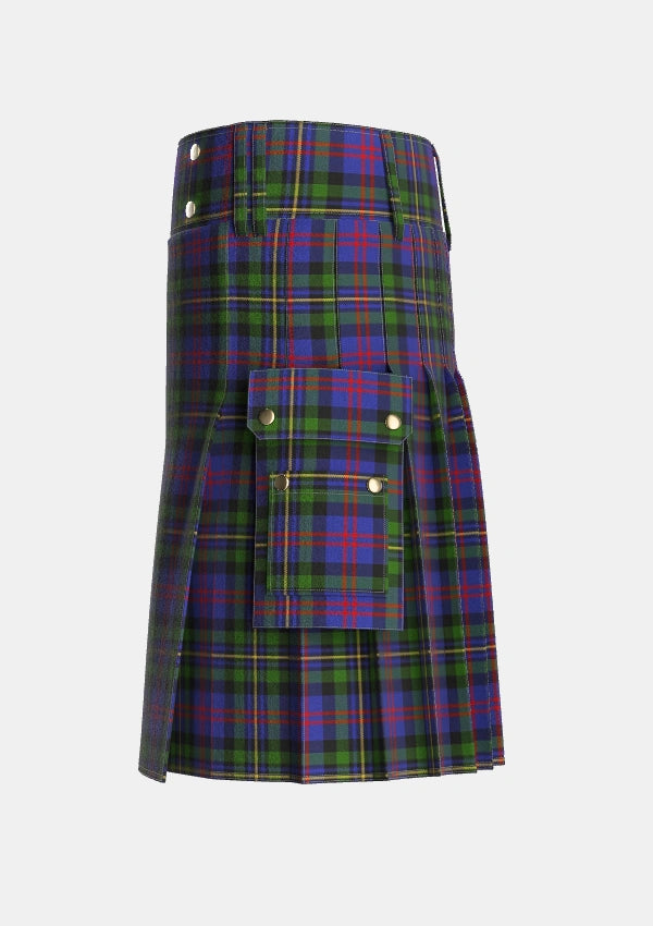 Utility_MacCallum_of_Berwick_Tartan_492_kilt_left_image_with_pleated_design_and_adjustable_buckles_for_men