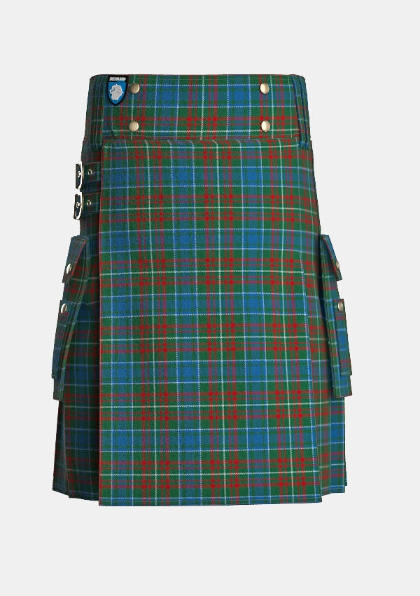 Utility_MacConnell_Tartan_141_kilt_front_image_with_pleated_design_and_adjustable_buckles_for_men