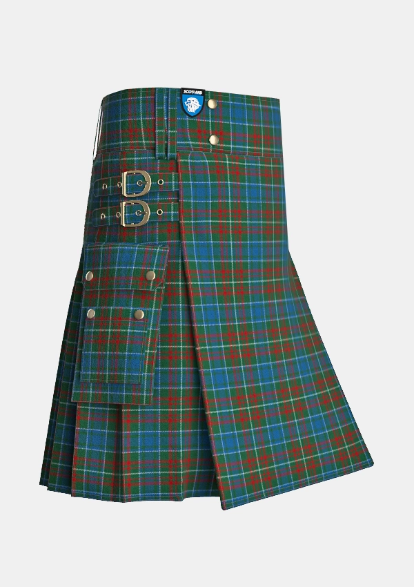 Utility_MacConnell_Tartan_141_kilt_side_image_with_pleated_design_and_adjustable_buckles_for_men