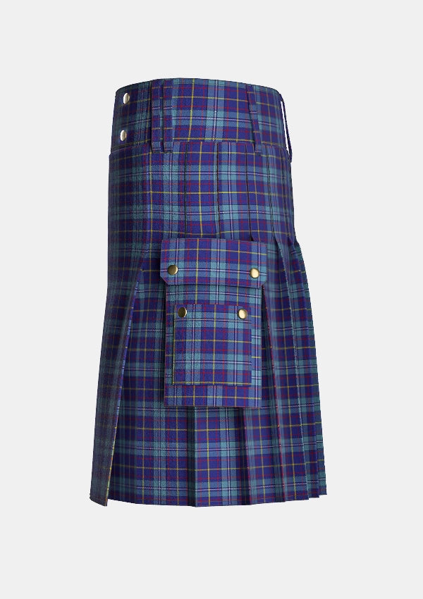 Utility_MacCormick_Festive_Tartan_7295_kilt_left_image_with_pleated_design_and_adjustable_buckles_for_men