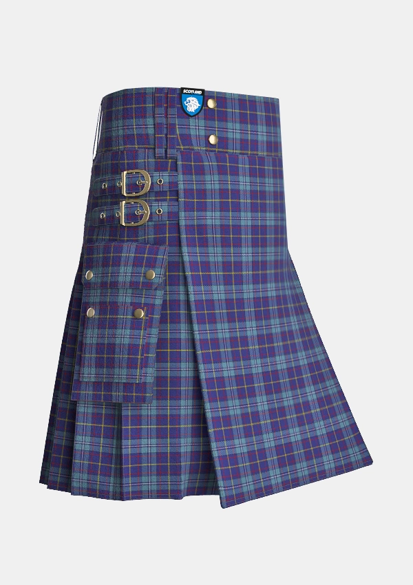 Utility_MacCormick_Festive_Tartan_7295_kilt_side_image_with_pleated_design_and_adjustable_buckles_for_men