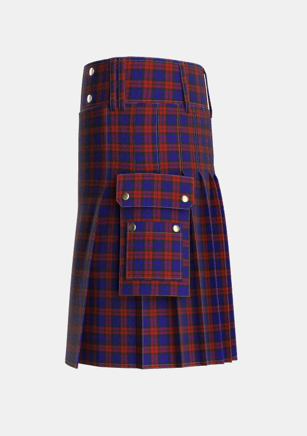 Utility_MacDevitt_Tartan_3347_kilt_left_image_with_pleated_design_and_adjustable_buckles_for_men