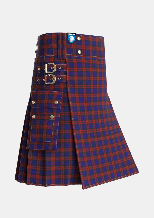 Utility_MacDevitt_Tartan_3347_kilt_side_image_with_pleated_design_and_adjustable_buckles_for_men