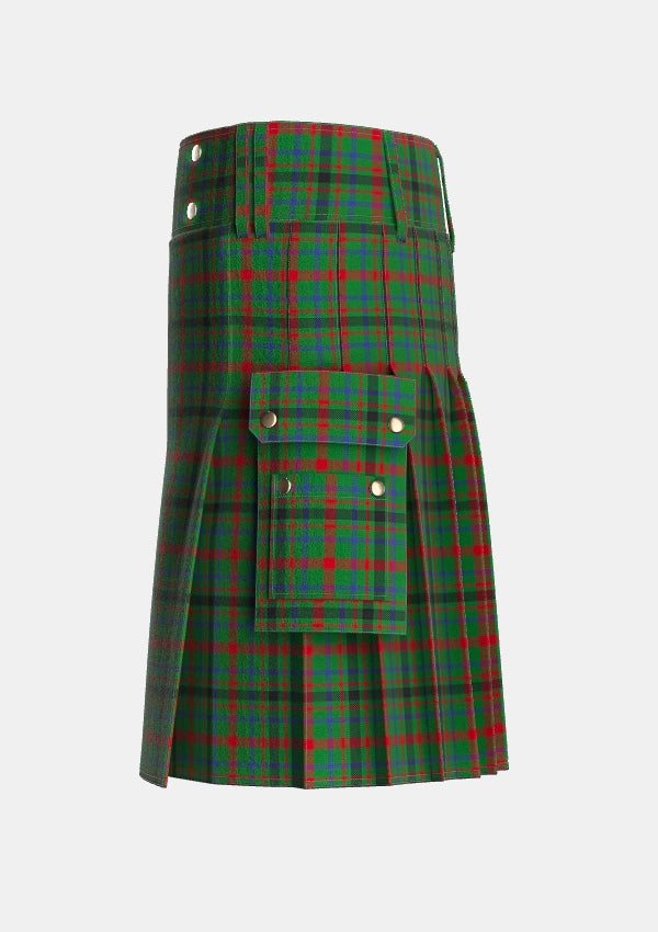 Utility_MacDonagh_Tartan_1104_kilt_left_image_with_pleated_design_and_adjustable_buckles_for_men