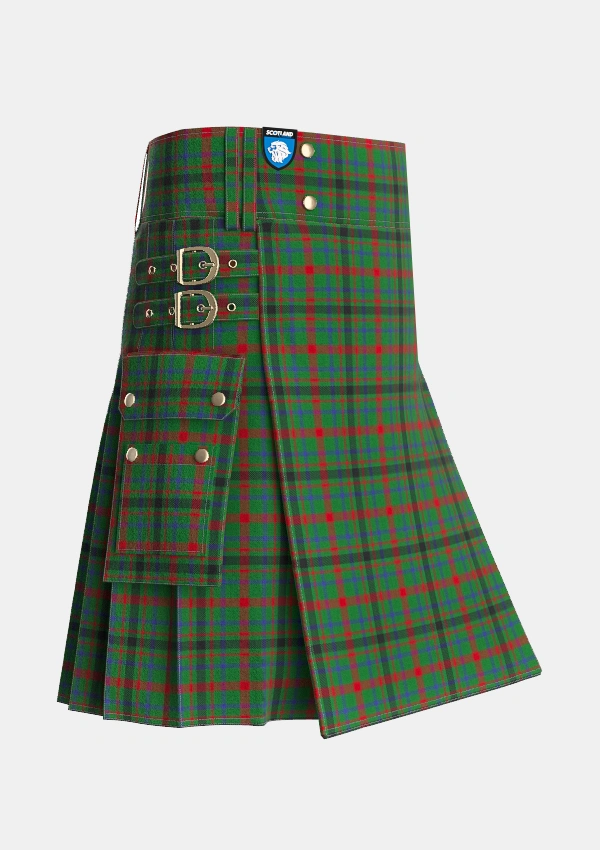 Utility_MacDonagh_Tartan_1104_kilt_side_image_with_pleated_design_and_adjustable_buckles_for_men
