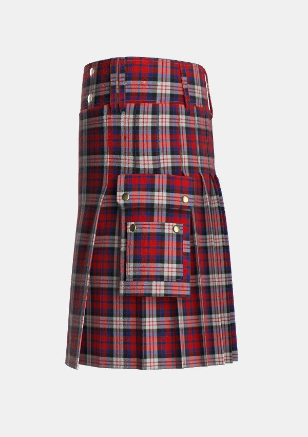 Utility_MacDonald_Dress_Irish_Tartan_3272_kilt_left_image_with_pleated_design_and_adjustable_buckles_for_men