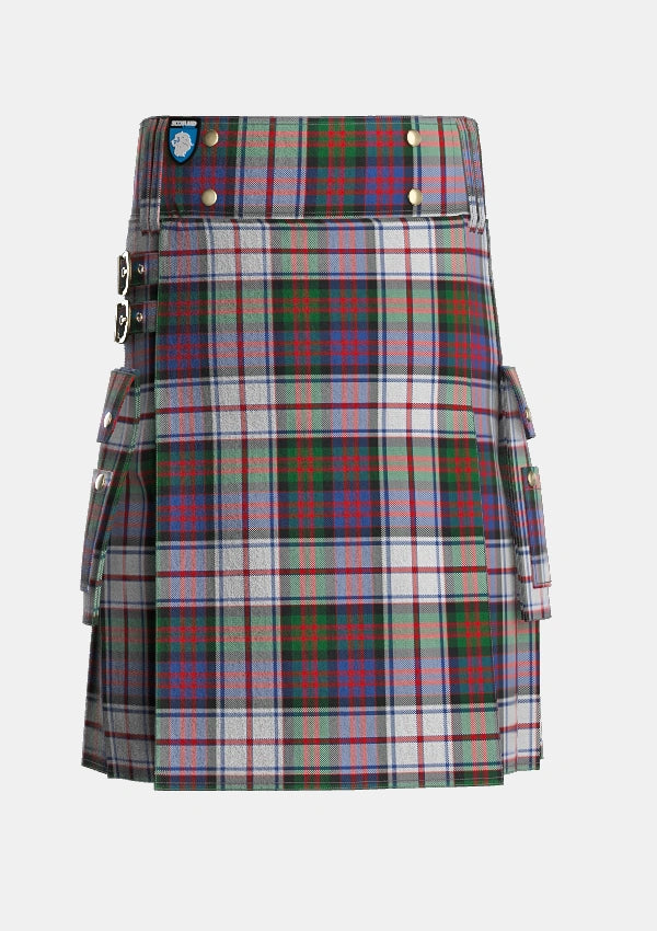 Utility_MacDonald_Dress_Two_Tartan_1998_kilt_front_image_with_pleated_design_and_adjustable_buckles_for_men