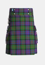 Utility_MacDonald_Tartan_419_kilt_front_image_with_pleated_design_and_adjustable_buckles_for_men