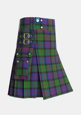 Utility_MacDonald_Tartan_419_kilt_side_image_with_pleated_design_and_adjustable_buckles_for_men