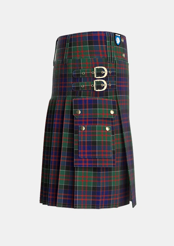 Utility_MacDonald_of_Clanranald_2_Tartan_4521_kilt_right_image_with_pleated_design_and_adjustable_buckles_for_men