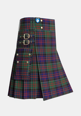 Utility_MacDonald_of_Clanranald_2_Tartan_4521_kilt_side_image_with_pleated_design_and_adjustable_buckles_for_men