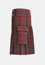 Utility_MacDonald_of_Lochmaddy_Tartan_971_kilt_left_image_with_pleated_design_and_adjustable_buckles_for_men