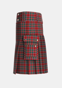 Utility_MacDonald_of_Lochmaddy_Tartan_971_kilt_left_image_with_pleated_design_and_adjustable_buckles_for_men