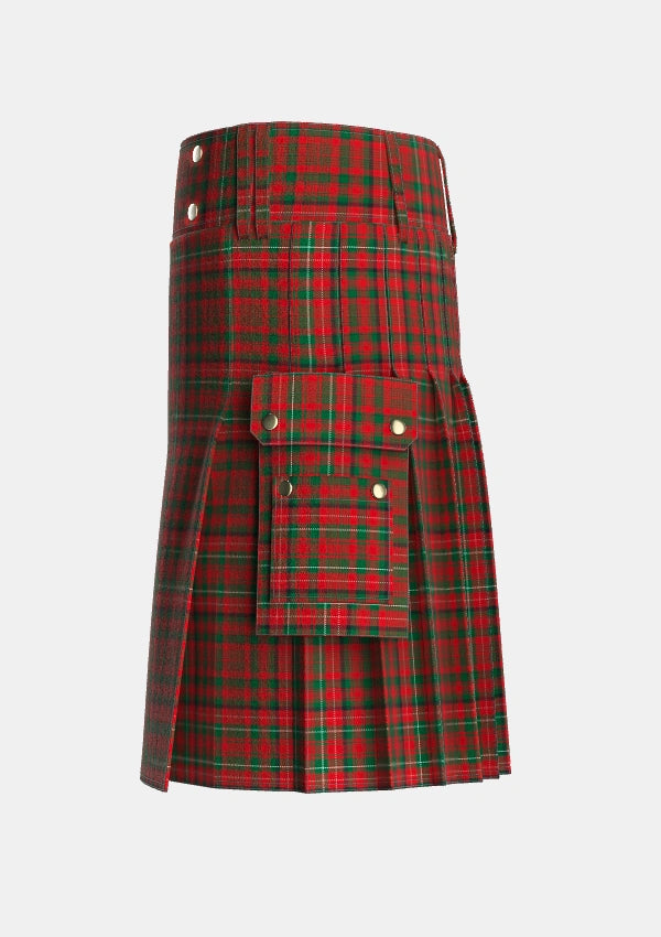 Utility_MacDonald_of_Staffa_2_Tartan_1493_kilt_left_image_with_pleated_design_and_adjustable_buckles_for_men