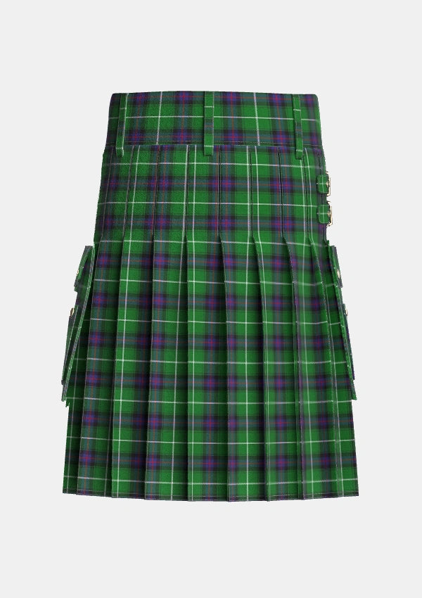 Utility_MacDonald_of_The_Isles_2_Tartan_1366_kilt_back_image_with_pleated_design_and_adjustable_buckles_for_men