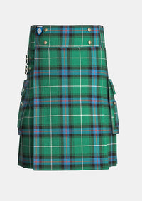Utility_MacDonald_of_the_Isles_Hunting_Ancient_Tartan_kilt_front_image_with_pleated_design_and_adjustable_buckles_for_men