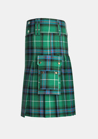 Utility_MacDonald_of_the_Isles_Hunting_Ancient_Tartan_kilt_left_image_with_pleated_design_and_adjustable_buckles_for_men