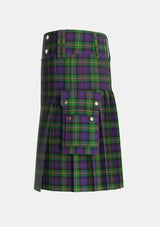 Utility_MacDonell_of_Glengarry_3_Tartan_473_kilt_left_image_with_pleated_design_and_adjustable_buckles_for_men
