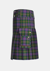 Utility_MacDonell_of_Glengarry_Tartan_471_kilt_left_image_with_pleated_design_and_adjustable_buckles_for_men