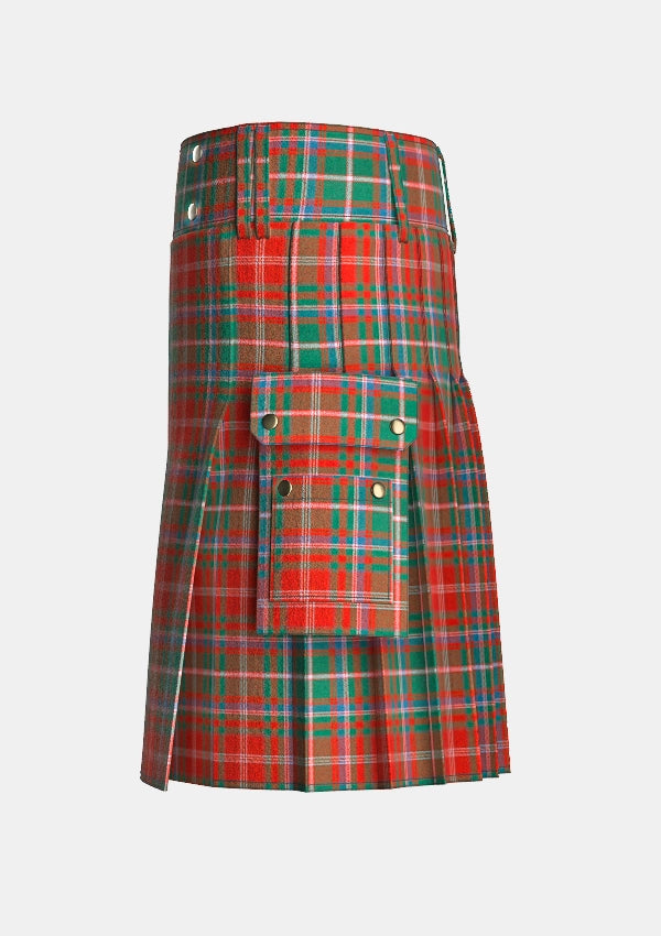 Utility_MacDougall_Ancient_Tartan_kilt_left_image_with_pleated_design_and_adjustable_buckles_for_men