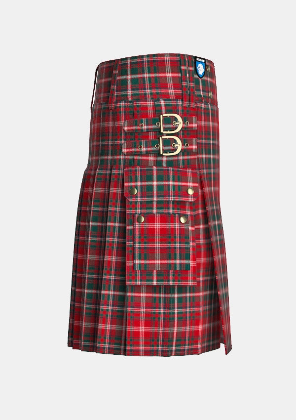 Utility_MacDougall_Modern_Tartan_kilt_right_image_with_pleated_design_and_adjustable_buckles_for_men