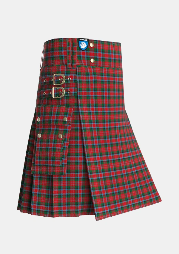 Utility_MacDuff_2_Tartan_1339_kilt_side_image_with_pleated_design_and_adjustable_buckles_for_men