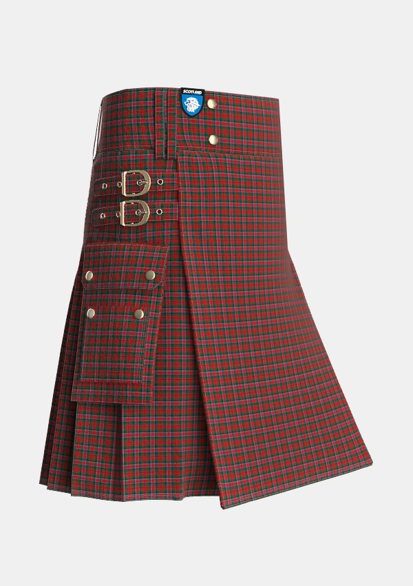 Utility_MacDuff_5_Tartan_2141_kilt_side_image_with_pleated_design_and_adjustable_buckles_for_men