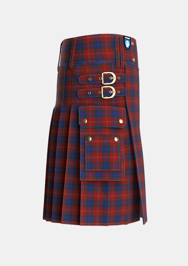 Utility_MacEdward_MacGregor_Hastie_Tartan_1358_kilt_right_image_with_pleated_design_and_adjustable_buckles_for_men