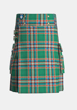 Utility_MacFarlane_Hunting_Ancient_Tartan_kilt_front_image_with_pleated_design_and_adjustable_buckles_for_men