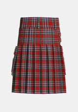 Utility_MacFarlane_Red_Tartan_947_kilt_back_image_with_pleated_design_and_adjustable_buckles_for_men
