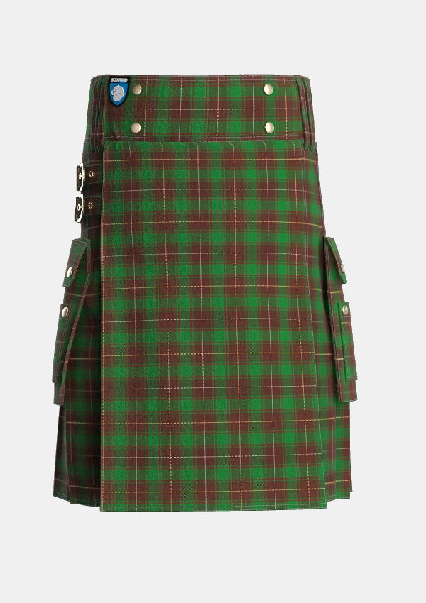 Utility_MacFie_Hunting_Tartan_3368_kilt_front_image_with_pleated_design_and_adjustable_buckles_for_men