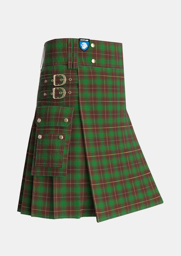 Utility_MacFie_Hunting_Tartan_3368_kilt_side_image_with_pleated_design_and_adjustable_buckles_for_men