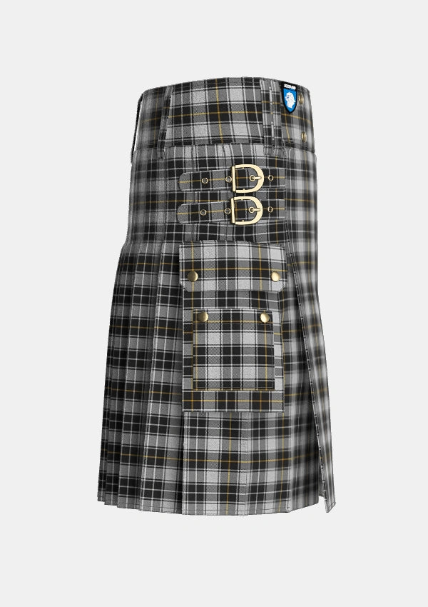 Utility_MacFie_of_Colonsay_Dress_Tartan_3369_kilt_right_image_with_pleated_design_and_adjustable_buckles_for_men