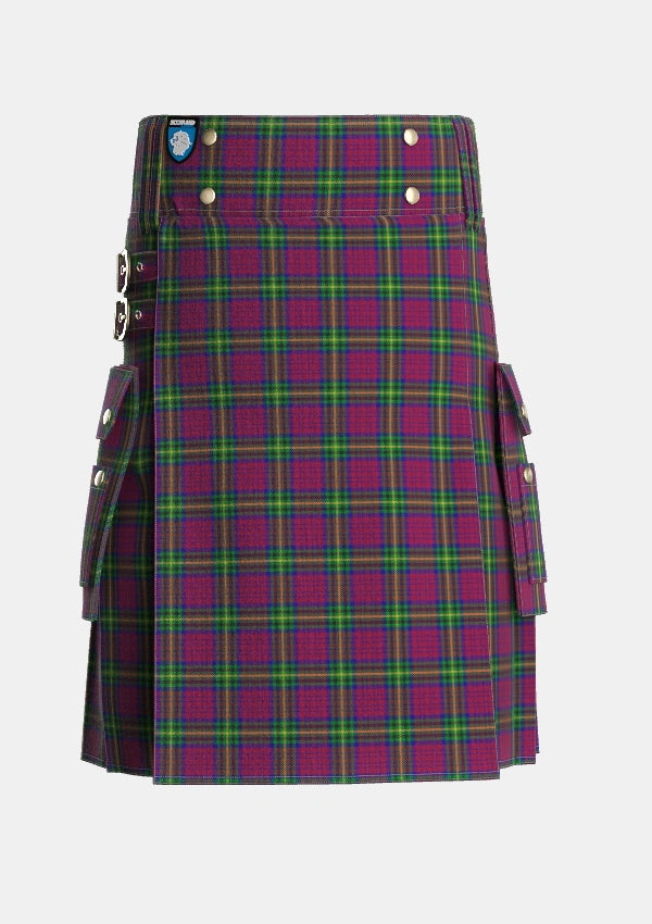 Utility_MacGaugh_Tartan_3370_kilt_front_image_with_pleated_design_and_adjustable_buckles_for_men