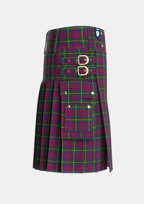 Utility_MacGaugh_Tartan_3370_kilt_right_image_with_pleated_design_and_adjustable_buckles_for_men