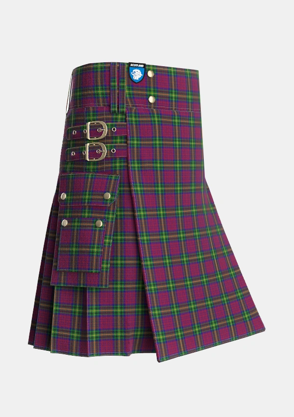 Utility_MacGaugh_Tartan_3370_kilt_side_image_with_pleated_design_and_adjustable_buckles_for_men