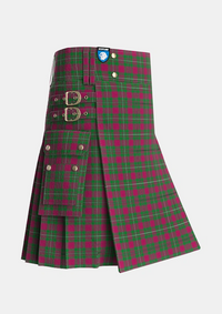 Utility_MacGregor_of_Cardney_Tartan_1285_kilt_side_image_with_pleated_design_and_adjustable_buckles_for_men