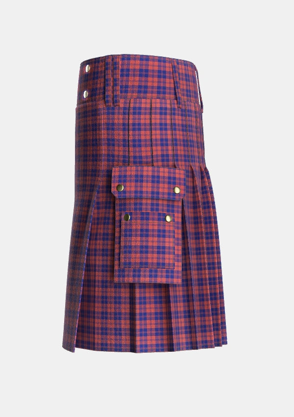 Utility_MacGregor_of_Glengyle_Tartan_450_kilt_left_image_with_pleated_design_and_adjustable_buckles_for_men