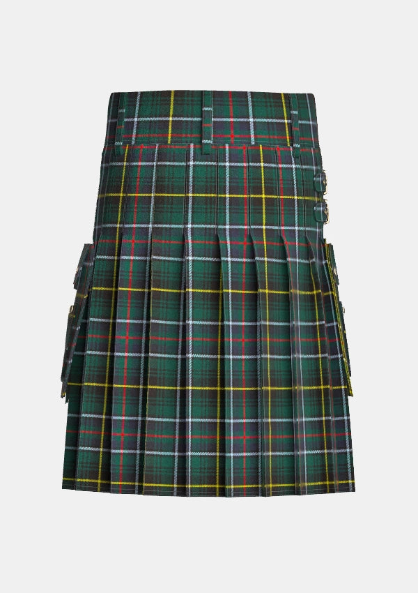 Utility_MacInnes_Hunting_Tartan_kilt_back_image_with_pleated_design_and_adjustable_buckles_for_men