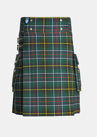 Utility_MacInnes_Hunting_Tartan_kilt_front_image_with_pleated_design_and_adjustable_buckles_for_men