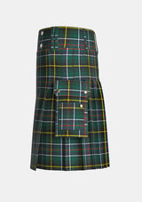 Utility_MacInnes_Hunting_Tartan_kilt_left_image_with_pleated_design_and_adjustable_buckles_for_men