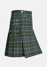 Utility_MacInnes_Hunting_Tartan_kilt_side_image_with_pleated_design_and_adjustable_buckles_for_men