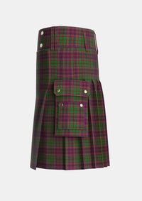 Utility_MacIntyre_and_Glenorchy_Tartan_3395_kilt_left_image_with_pleated_design_and_adjustable_buckles_for_men