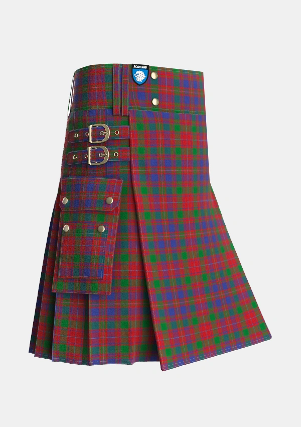 Utility_MacIntyre_of_Gatehouse_Tartan_402_kilt_side_image_with_pleated_design_and_adjustable_buckles_for_men