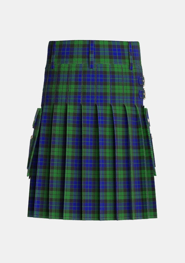 Utility_MacKay_1_Tartan_703_kilt_back_image_with_pleated_design_and_adjustable_buckles_for_men
