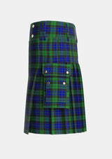 Utility_MacKay_1_Tartan_703_kilt_left_image_with_pleated_design_and_adjustable_buckles_for_men