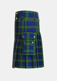 Utility_MacKay_1_Tartan_703_kilt_left_image_with_pleated_design_and_adjustable_buckles_for_men